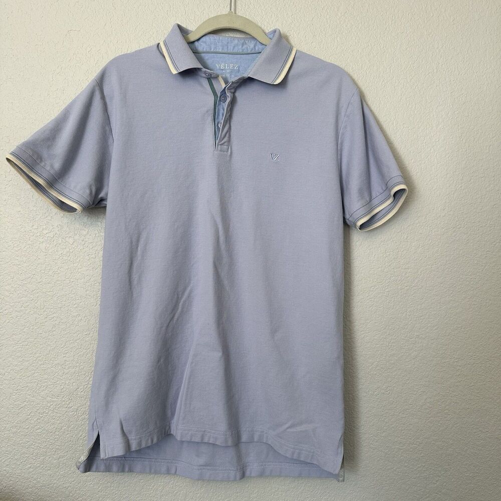 Velez Artisan Slim Fit Polo Button Shirt Logo Collared Size L Slim Fit